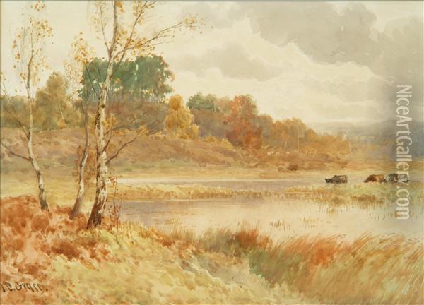 Cattle In Awater Meadow Oil Painting - James Edward Grace