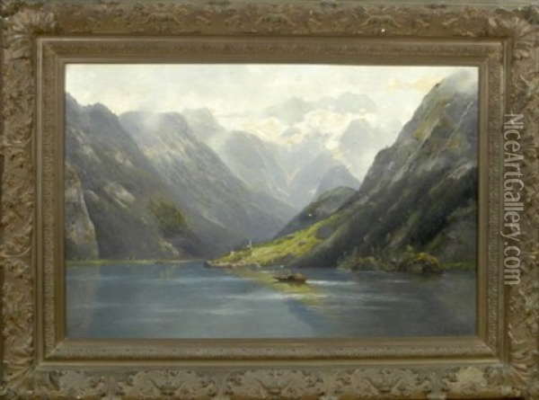 Fischerboote Auf Dem Gosausee Oil Painting - Karl Schultze