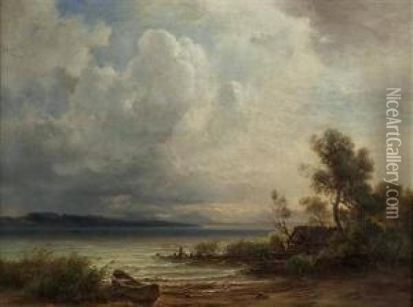 Aufkommendes Gewitter Uber Dem Starnberger See Oil Painting - Christian Bernhard Morgenstern