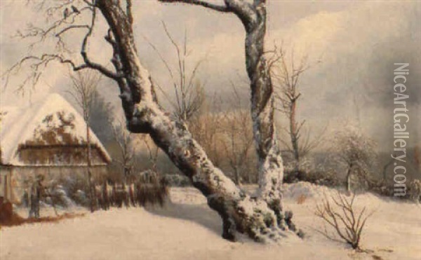 Vinterlandskab Oil Painting - Vilhelm Peter Karl Kyhn