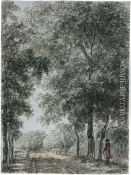 A Wooded Path At Treslong, Near Hillegom Oil Painting - Jurriaan Andriessen