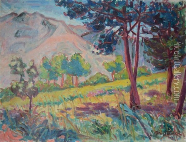 Paysage Montagneux, 1943 Oil Painting - Hans Christiansen