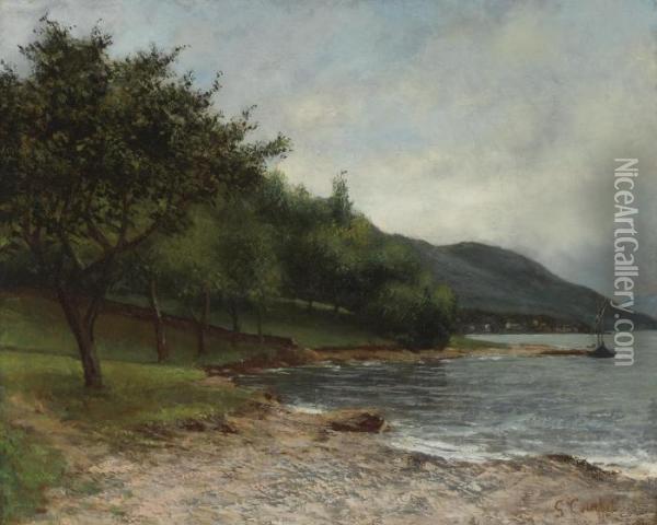 La Rive Du Lac Leman Oil Painting - Gustave Courbet