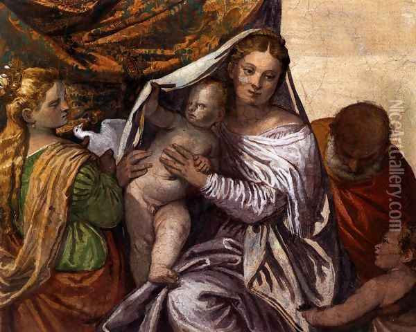 Holy Family with St Catherine and the Infant St John Oil Painting - Paolo Veronese (Caliari)