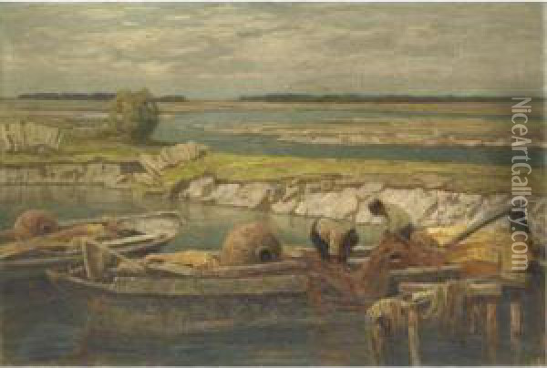Pescatori In Laguna Oil Painting - Francesco Sartorelli