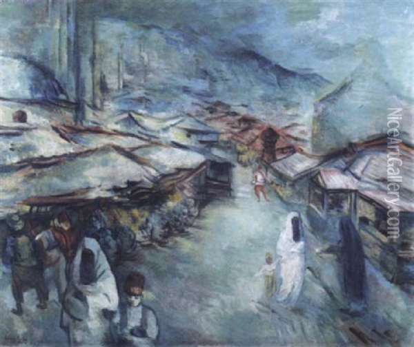 Markt In Sarajevo Oil Painting - Fritz Schwarz-Waldegg