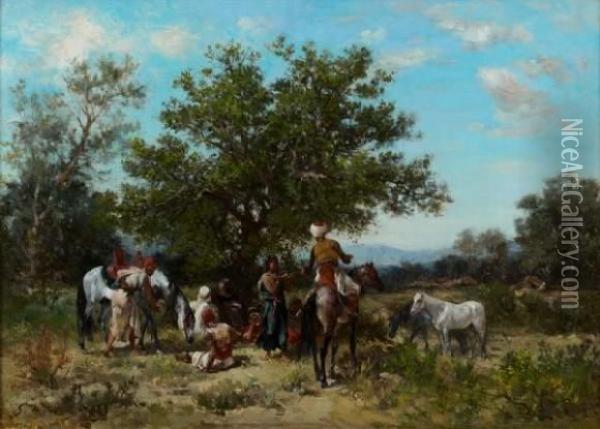Halte Dans L'oasis Oil Painting - Georges Washington