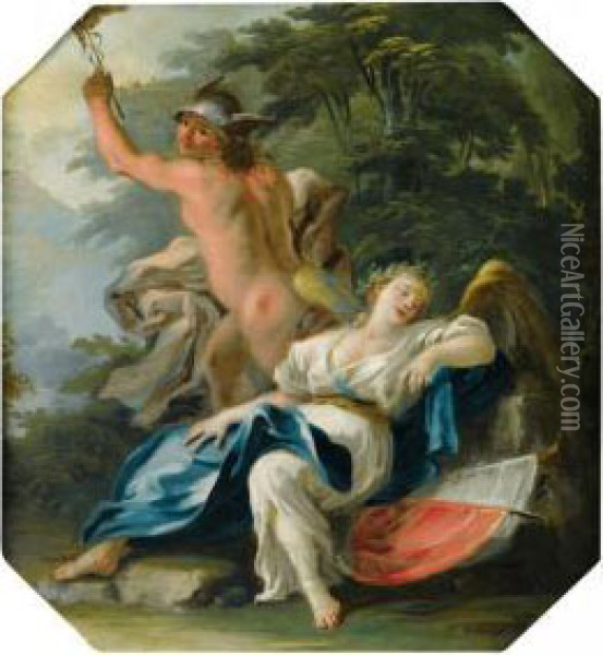 Mercure Et L'allegorie De La Victoire Oil Painting - Fedele Fischetti