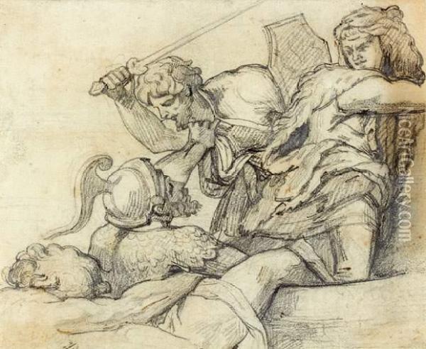 Etude D'apres La Bataille De Constantin De Raphael Oil Painting - Theodore Gericault