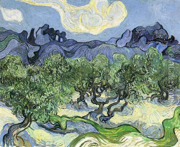The Alpilles with Olive Trees in the Foreground Oil Painting - Vincent Van Gogh