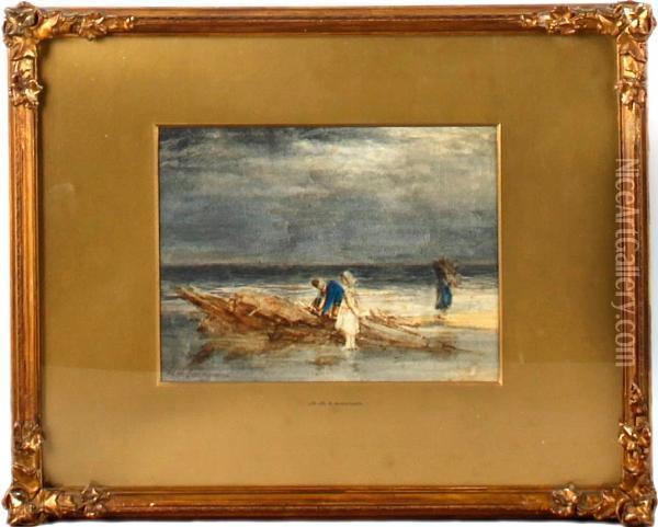 Collecting Driftwood On The Shore Oil Painting - Henry Hetherington Emmerson