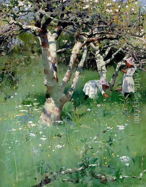 A Cornish Orchard Oil Painting - Frank Richards, R.B.A.