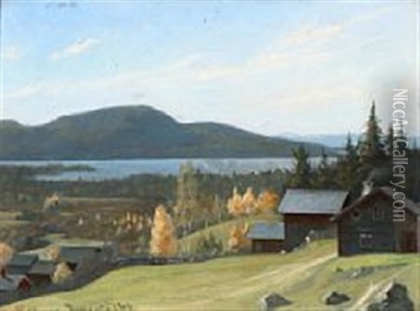 The Meadow Mesnalien From Lillehammer Norway Oil Painting - Valdemar Kornerup