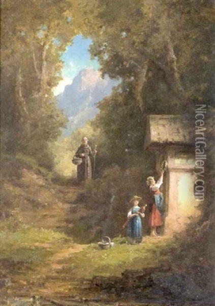 Szenerie Im Gebirge Oil Painting - Willy Moralt