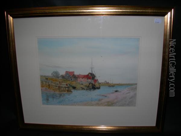 The Riverblythe, Suffolk Oil Painting - George Dunkerton Hiscox