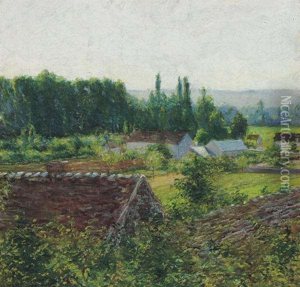 Farmhouses In Giverny Oil Painting - John Leslie Breck