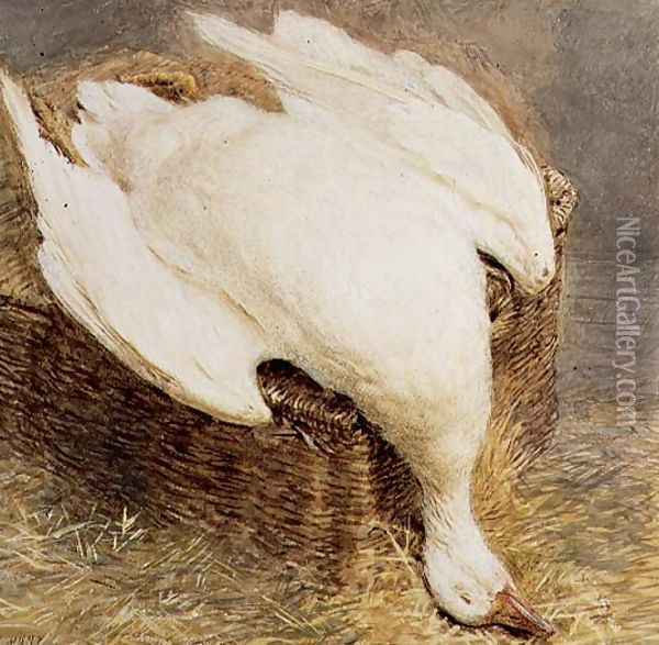 Still Life of a Dead Goose with a Basket Oil Painting - William Henry Hunt
