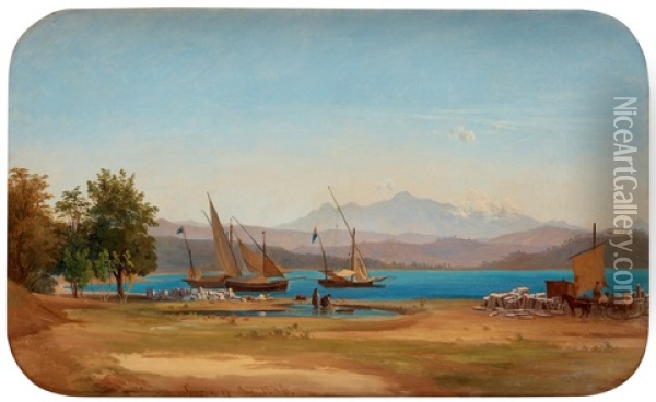 Vy Fran La Spezia (utskeppning Av Carrarra-marmor) Oil Painting - Joseph Magnus Stack