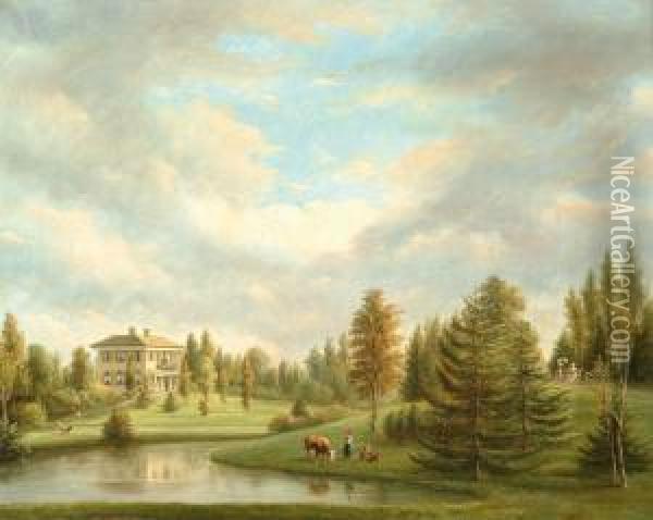 A Country House Oil Painting - Hermanus Everhardus Rademaker