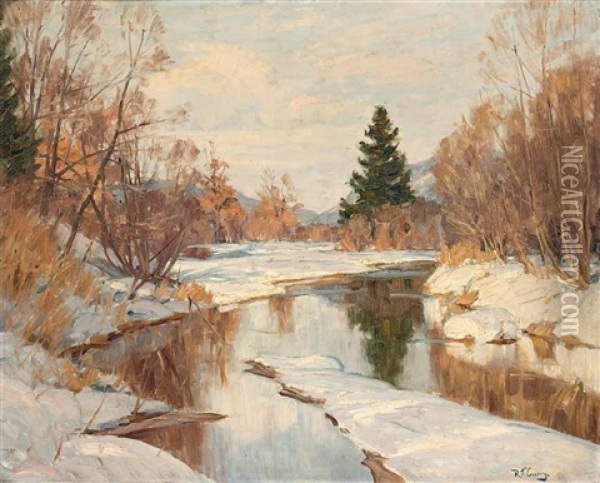 Kleine Winterliche Moorlandschaft Am Ammersee(?) Oil Painting - Robert Franz Curry