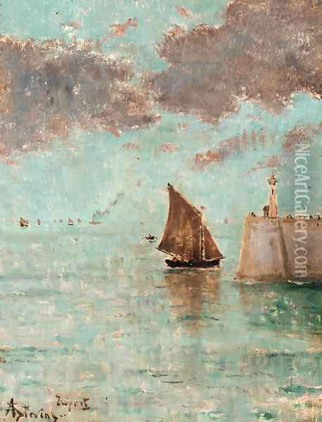 Bords de mer a Treport Oil Painting - Alfred Stevens