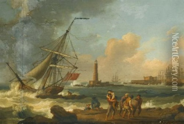 The Port Of Livorno Oil Painting - Jacob Philipp Hackert