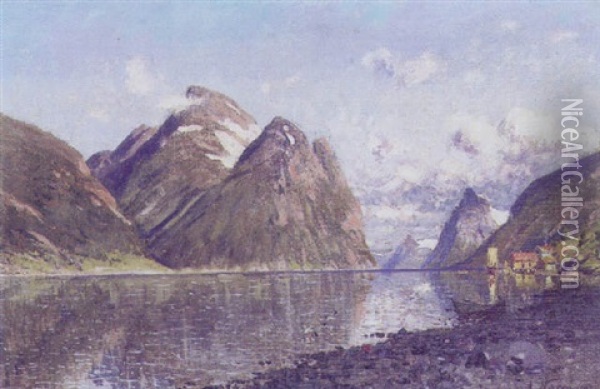 Norsk Fjordparti, Sommer Oil Painting - Adelsteen Normann