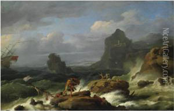 Scena Di Naufragio Oil Painting - Adriaen Manglard
