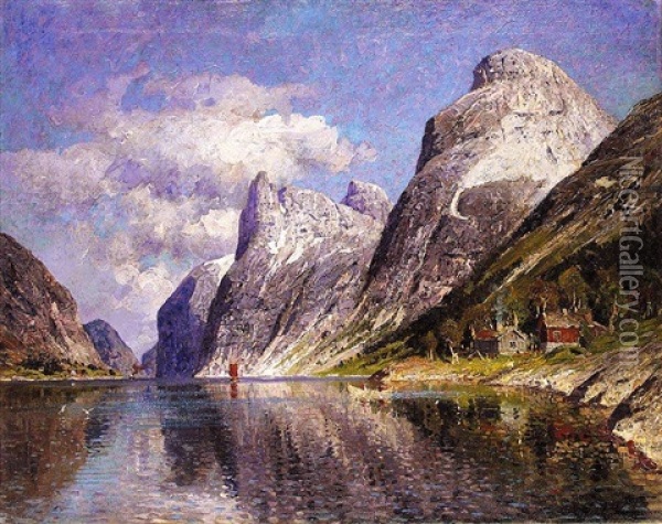 Utsyn Mot En Vestlandsfjord (a View Of A Fjord) Oil Painting - Adelsteen Normann
