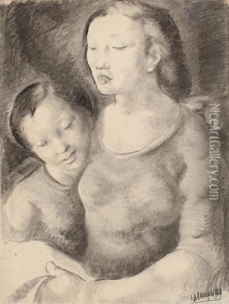 Maternidad Oil Painting - Enric Casanovas