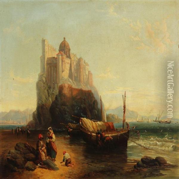 Landscape With The Castle Of Sechia Oil Painting - James Webb