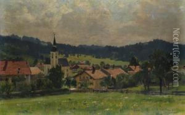 Landschaft Mit Dorf (parsberg?) Oil Painting - Max Joseph Pitzner
