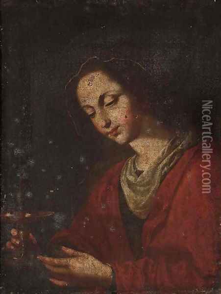 Saint Lucy Oil Painting - Massimo Stanzione