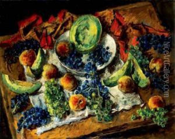 Still Life Of Fruit With Grapes Oil Painting - Andor Basch