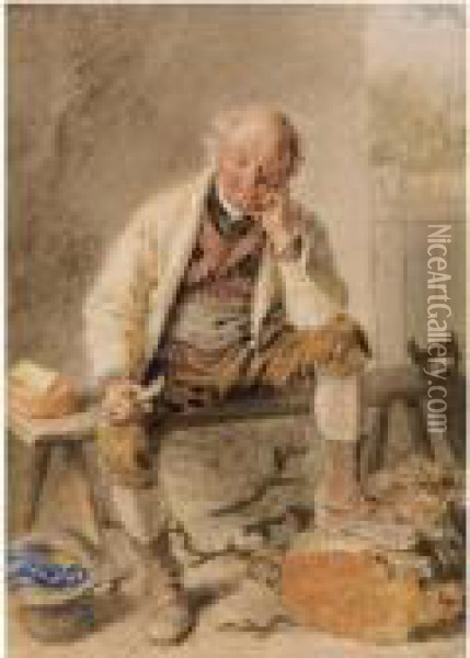 The Carpenter's Lunch Oil Painting - William Henry Hunt