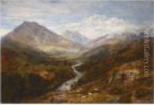 A Welsh Landscape Oil Painting - George Vicat Cole