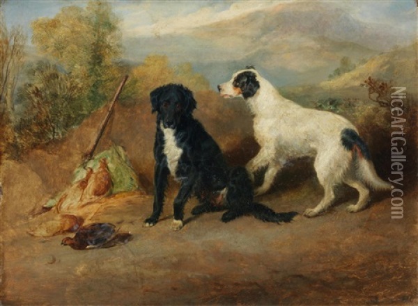 Mr Stott's Favourite Dogs Oil Painting - Sir Edwin Henry Landseer