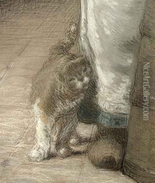 Churning Butter, 1866-68 (detail) Oil Painting - Jean-Francois Millet