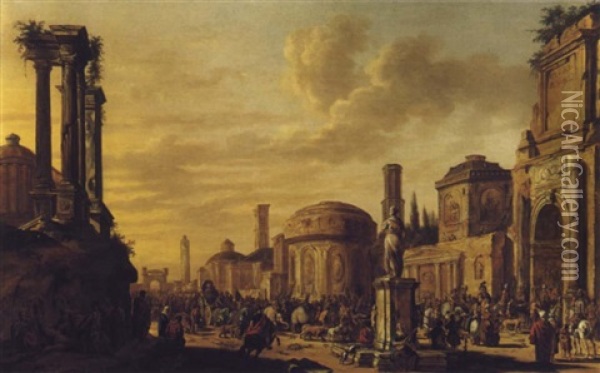 Procession Triomphale Avec Ruines Oil Painting - Jacob Van Der Ulft