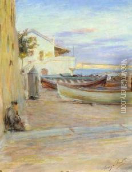Barque De Peche Cassaro Oil Painting - Jose Julio de Souza-Pinto