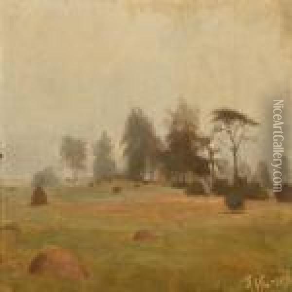 Landscape With Cows Oil Painting - Peder Vilhelm Ilsted