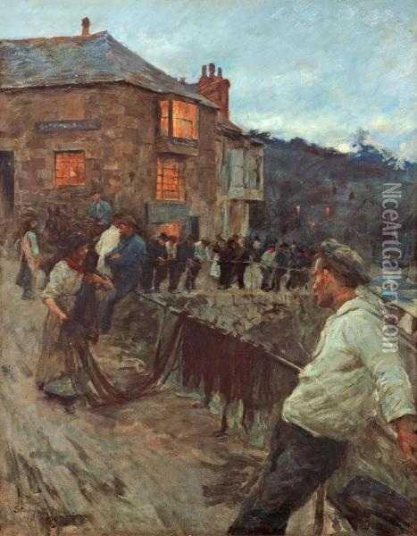 The Quayside, Newlyn, Oil Painting - Stanhope Alexander Forbes