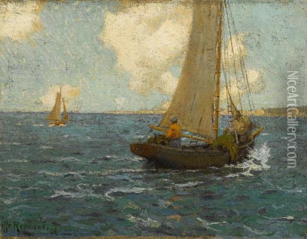 Sailboats On Calm Seas Oil Painting - Granville Redmond