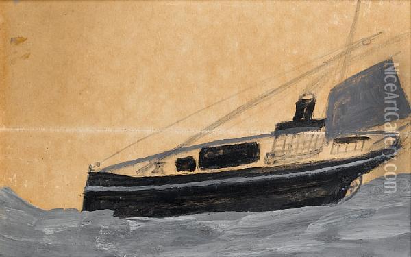 Fishing Boat Oil Painting - Alfred Wallis