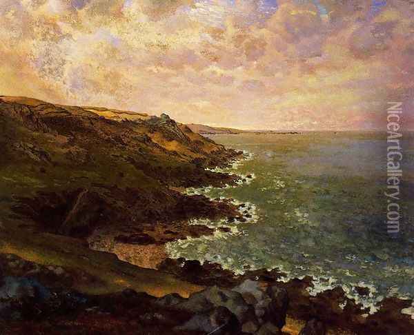 The Cliffs of Greville (LEs Falaises de Gréville) Oil Painting - Jean-Francois Millet