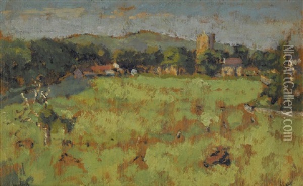 Chagford Across The Fields Oil Painting - Walter Sickert