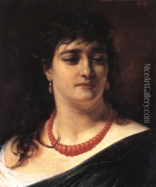 Portrat Af Sydlandsk Kvinde Oil Painting - Elisabeth Anna Maria Jerichau-Baumann