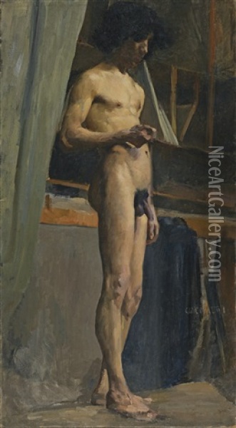 Stehender Mannerakt Oil Painting - Giovanni Giacometti