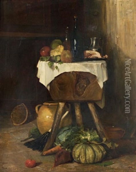 Interieur De Cuisine Aux Fruits Oil Painting - Camille Flers