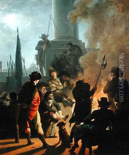 Revolutionary Scene- A Bivouac Oil Painting - Nicolas Antoine Taunay